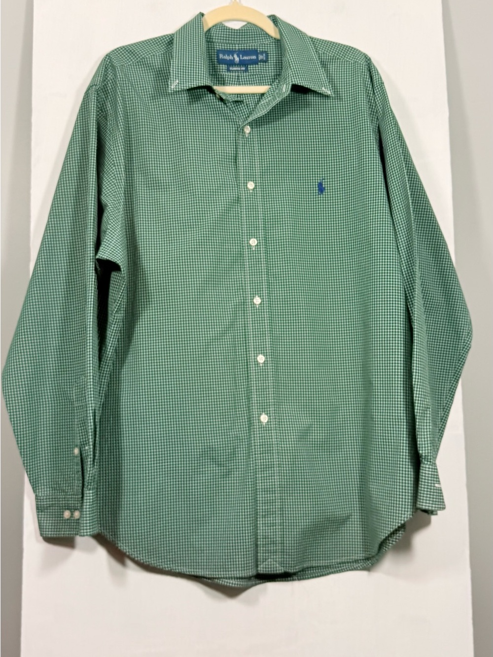Ralph Lauren Men’s Green Check Cotton Dress Shirt